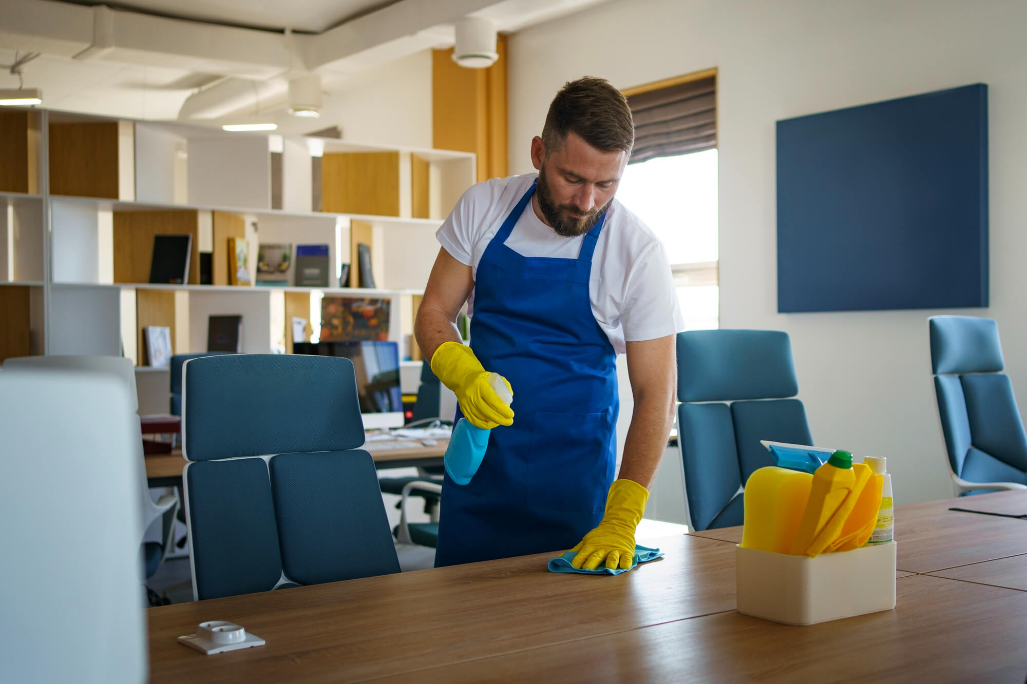 Regular office janitorial service for offices and conference rooms.
