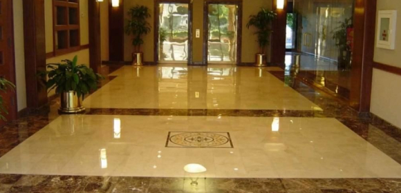 Commercial marble floor restoration in Connecticut for luxury buildings.