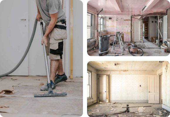 Commercial vacuuming for cleaning up drywall dust, dirt, and other debris after a construction project.