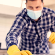 Connecticut janitor cleans surfaces to prevent the spread of germs & bacteria including those that cause Covid-19.