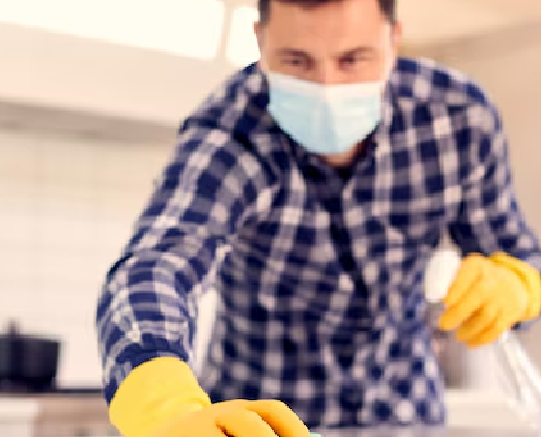 Connecticut janitor cleans surfaces to prevent the spread of germs & bacteria including those that cause Covid-19.